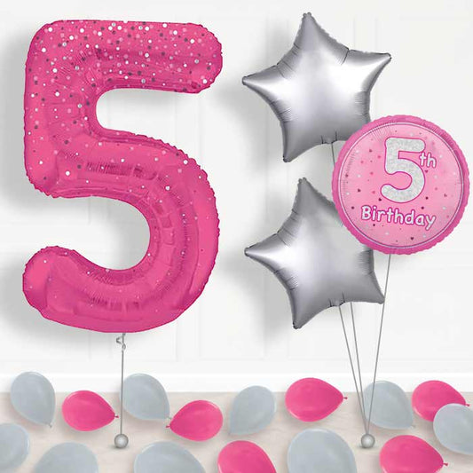 Hot Pink Dots Number 5 Balloon in a Box - Package | Small Indoor Plants