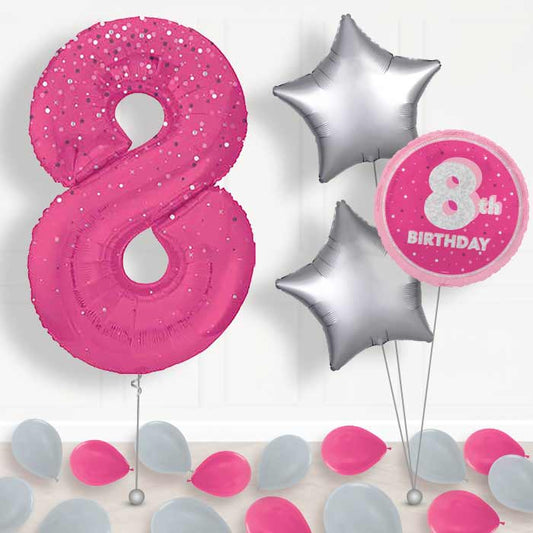 Hot Pink Dots Number 8 Balloon in a Box - Package | Small Indoor Plants