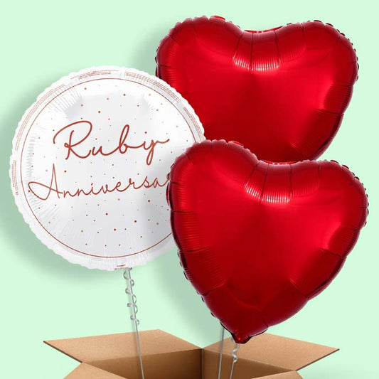 Ruby Anniversary Foil Balloon in a Box - 3 Balloon | Small Indoor Plants