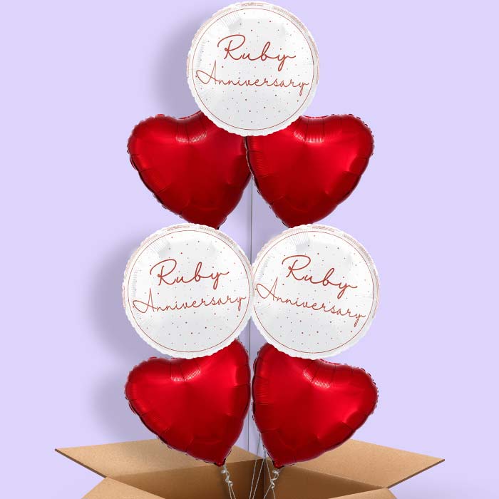Ruby Anniversary Foil Balloon in a Box - 7 Balloon | Small Indoor Plants