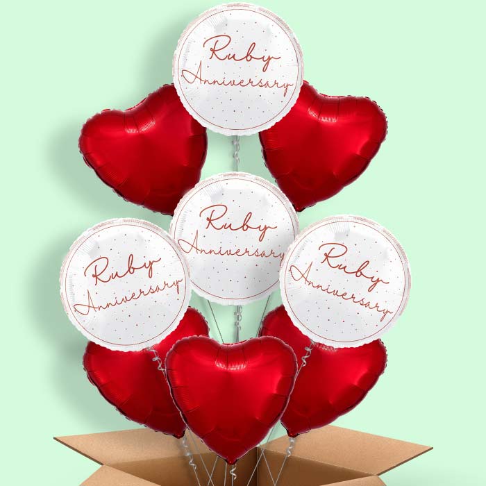 Ruby Anniversary Foil Balloon in a Box - 9 Balloon | Small Indoor Plants