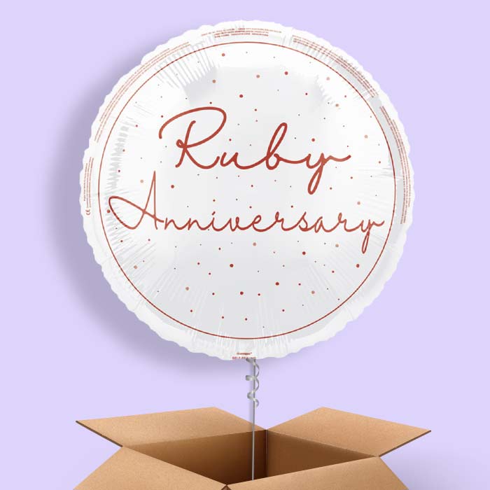Ruby Anniversary Foil Balloon in a Box - 1 Balloon | Small Indoor Plants