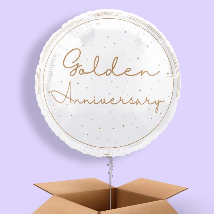 Golden Anniversary Foil Balloon in a Box - 1 Balloon | Small Indoor Plants