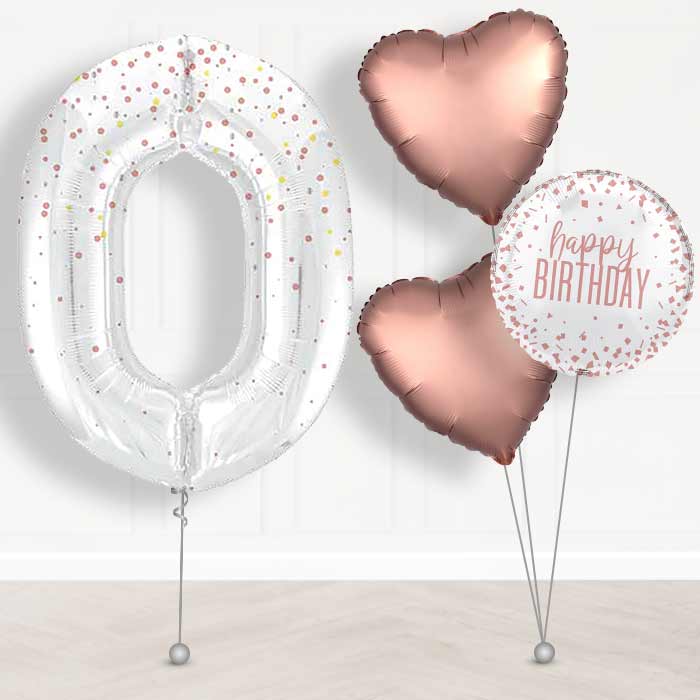 Rose Gold Dots Number 0 Balloon in a Box