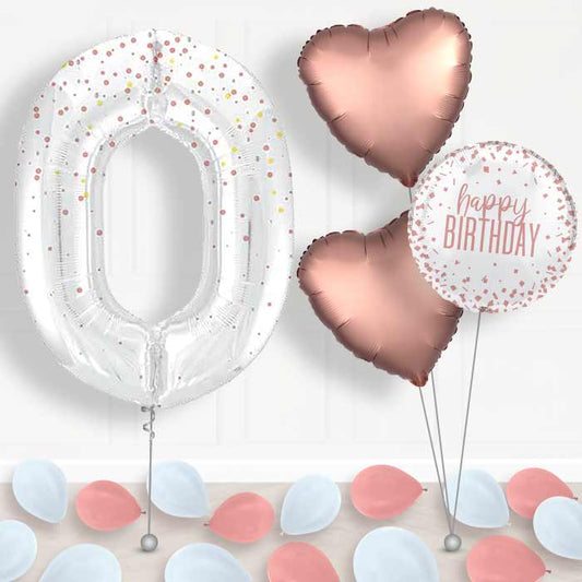 Rose Gold Dots Number 0 Balloon in a Box - Package | Small Indoor Plants