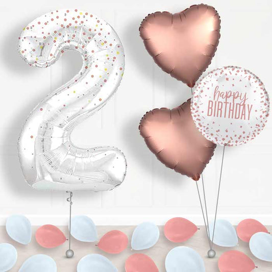 Rose Gold Dots Number 2 Balloon in a Box - Package | Small Indoor Plants