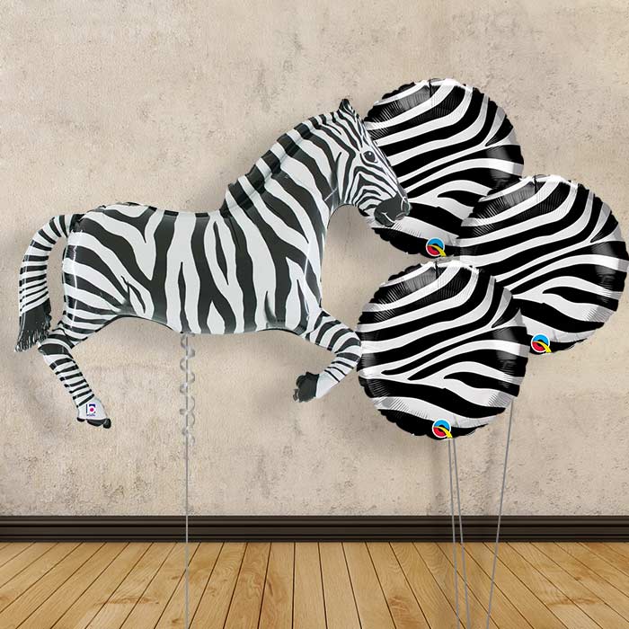 Zebra Inflated Helium Balloons Delivered