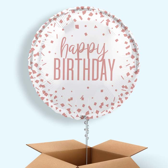 Rose Gold Confetti Happy Birthday Foil Balloon in a Box - 1 Balloon | Small Indoor Plants