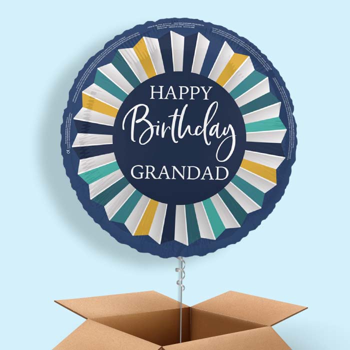 Navy Blue Happy Birthday Grandad Foil Balloon in a Box - 1 Balloon | Small Indoor Plants