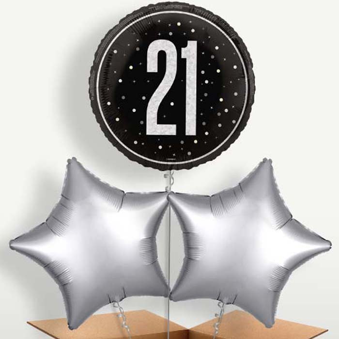 Black & Silver 21st Birthday Bunch of Balloons | Small Indoor Plants