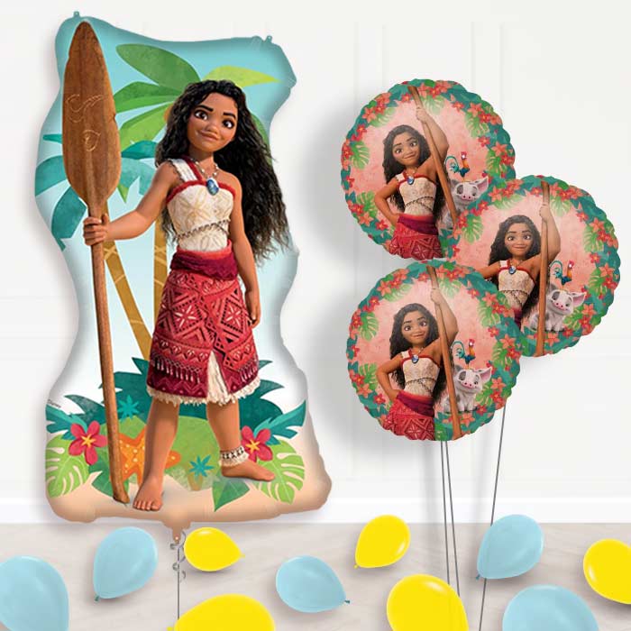 Moana Helium Balloon Bouquet Delivered - Themed Bouquet and Latex | Small Indoor Plants