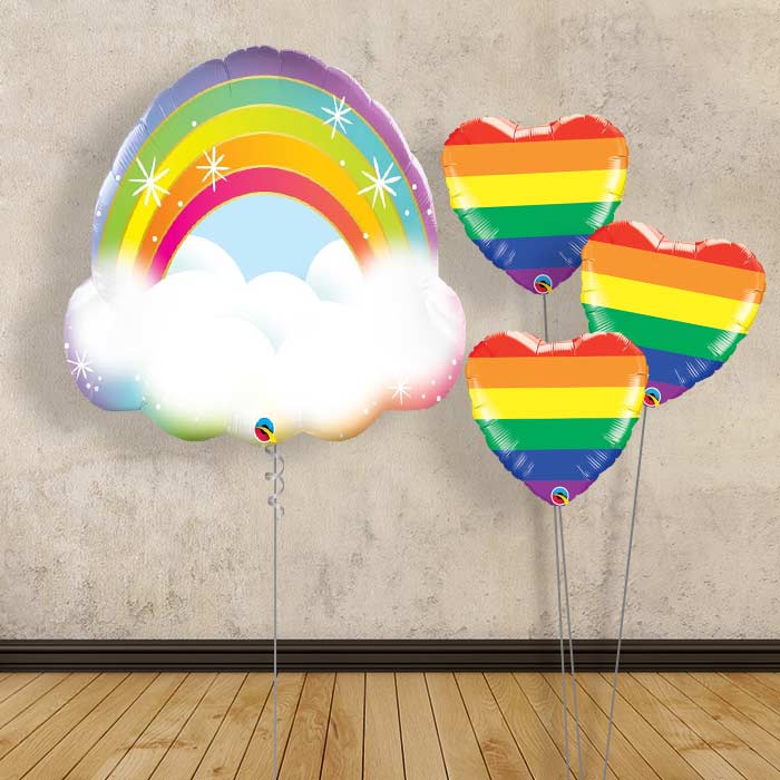 Rainbow Cloud Inflated Helium Balloons Delivered