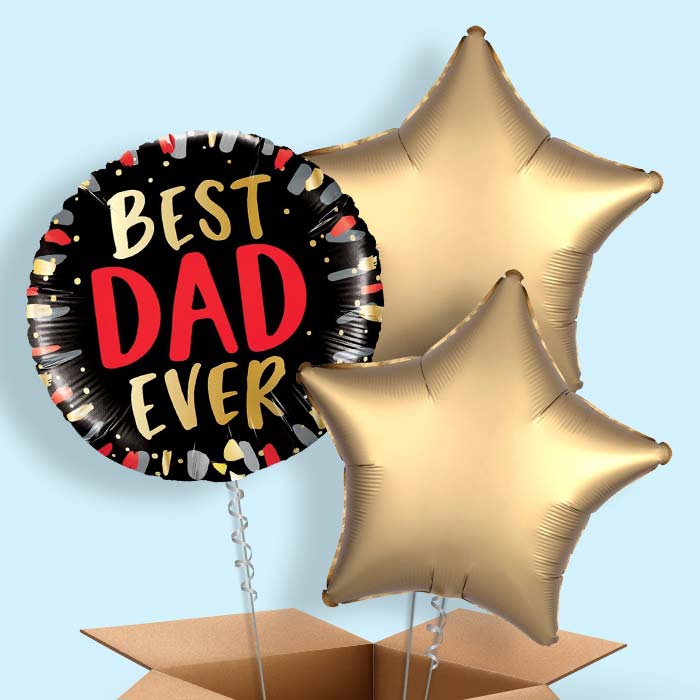 Best Dad Ever Helium Balloon in a Box - 3 Balloons | Small Indoor Plants