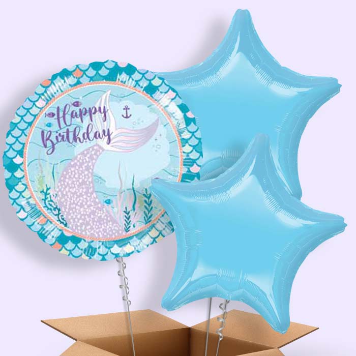 Mermaid Tails Balloon in a Box - 3 Balloon | Small Indoor Plants