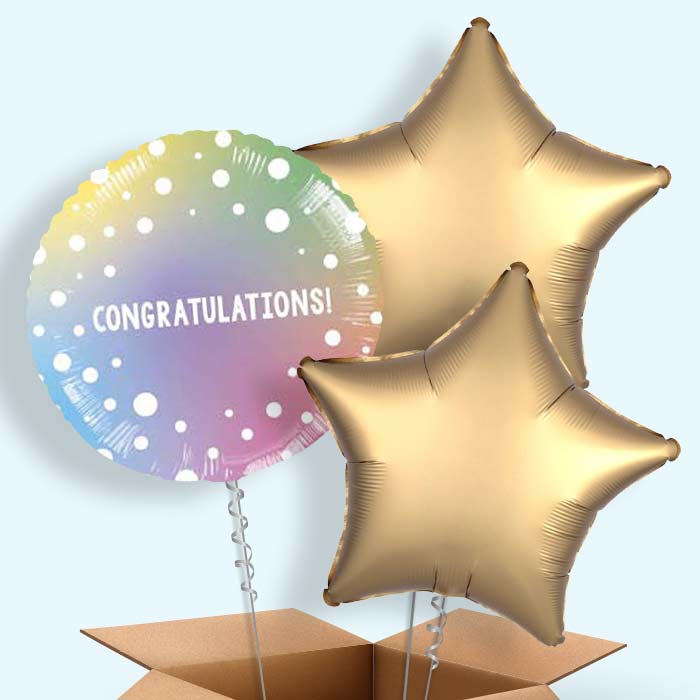 Ombre Dots Congratulations 3 Balloon Bouquet in a Box