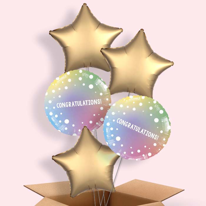 Ombre Dots Congratulations 5 Balloon Bouquet in a Box