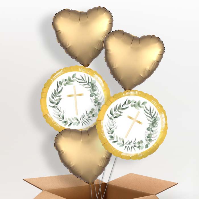 Floral Holy Communion Balloon in a Box - 5 Balloon | Small Indoor Plants