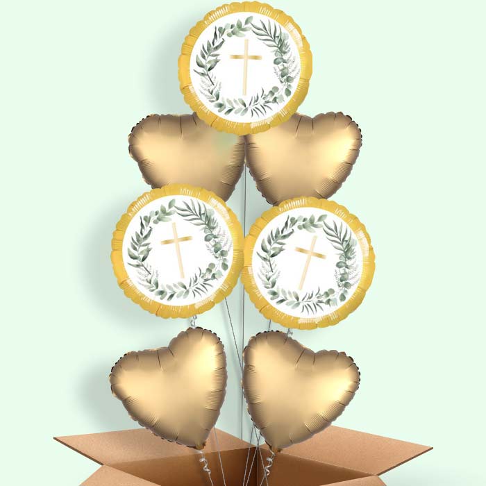 Floral Holy Communion Balloon in a Box - 7 Balloon | Small Indoor Plants