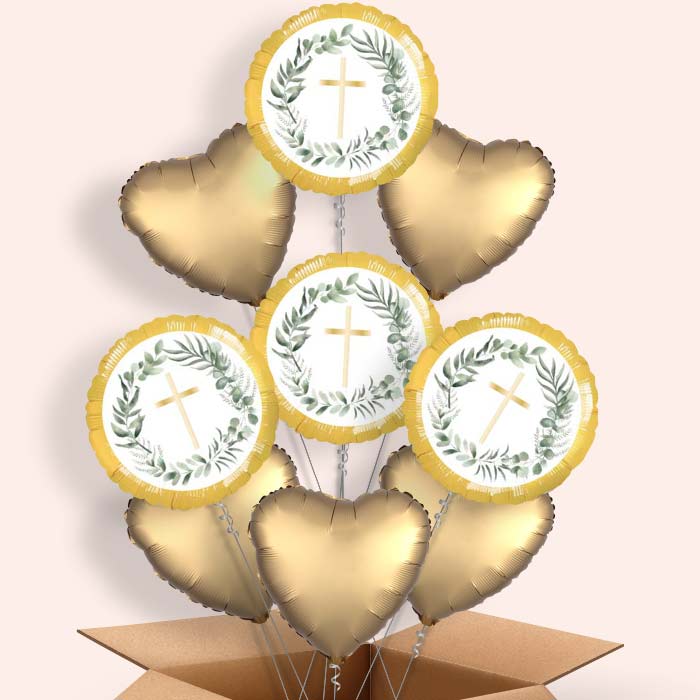 Floral Holy Communion Balloon in a Box - 9 Balloon | Small Indoor Plants