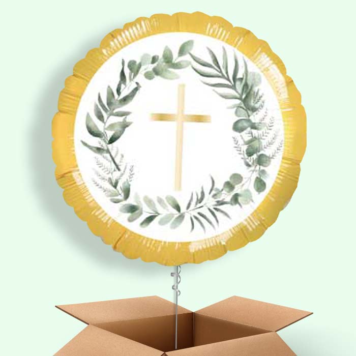 Floral Holy Communion Balloon in a Box - 1 Balloon | Small Indoor Plants