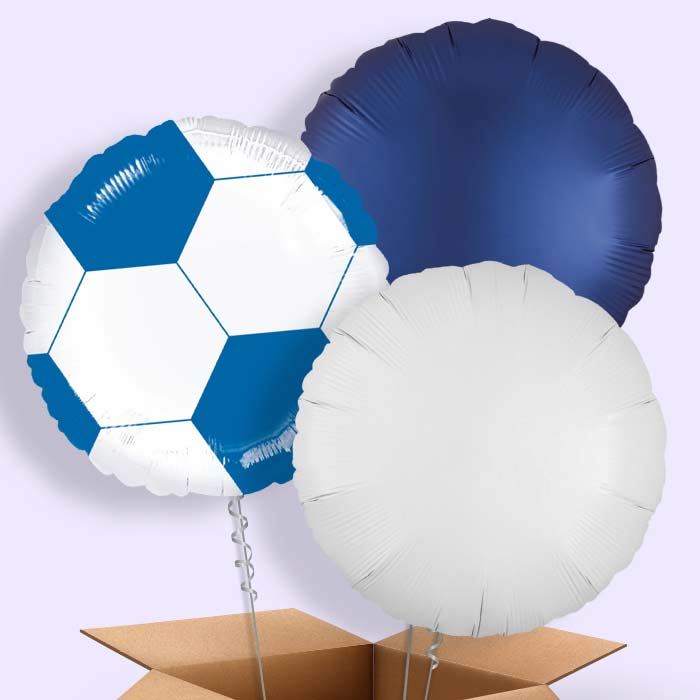 Blue Football Balloon in a Box - 3 Balloon | Small Indoor Plants