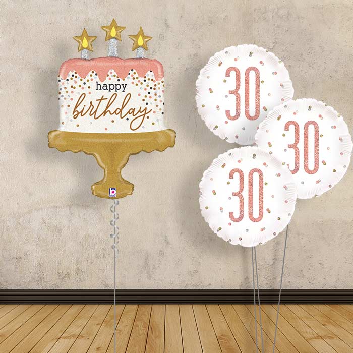 Rose Gold 30th Balloon Bouquet