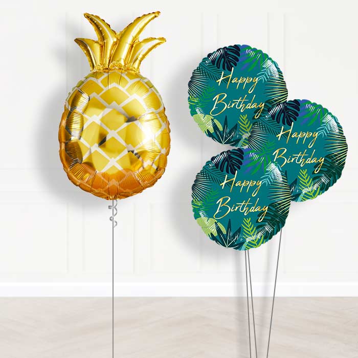 Giant Pineapple Shaped Balloon Bouquet Delivery - Themed Bouquet | Small Indoor Plants