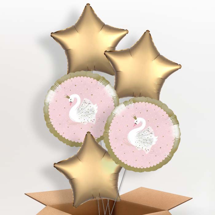 Stylish Swan Party Balloon in a Box - 5 Balloon | Small Indoor Plants