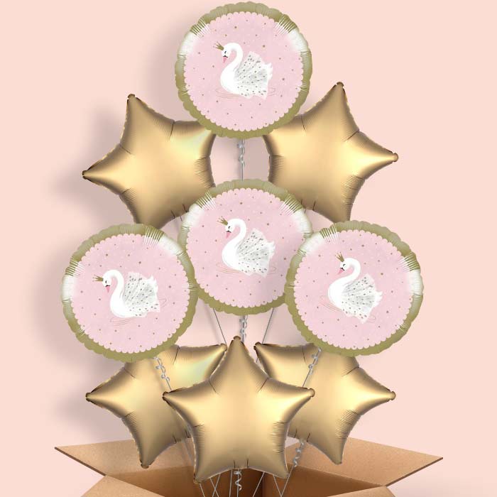 Stylish Swan Party Balloon in a Box - 9 Balloon | Small Indoor Plants