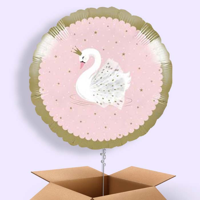 Stylish Swan Party Balloon in a Box - 1 Balloon | Small Indoor Plants