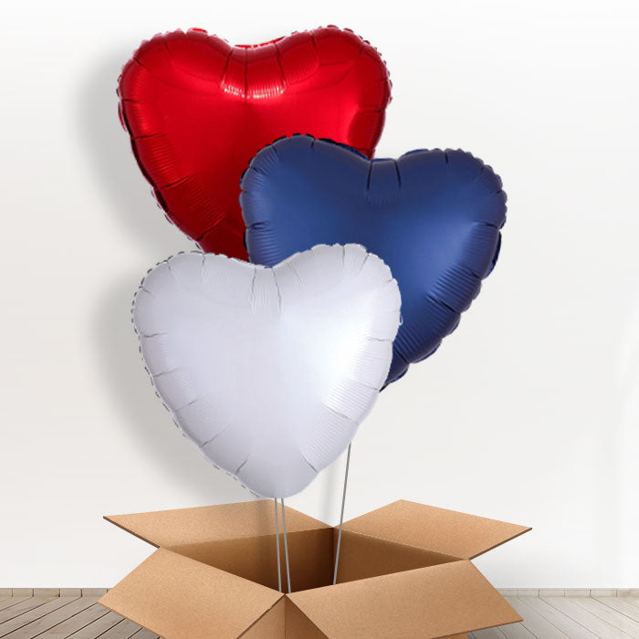 Red White Blue Heart Balloons Bunch - 3 Balloons | Small Indoor Plants