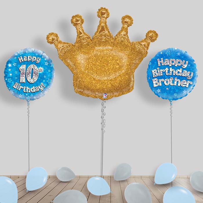 Happy Birthday Brother Balloons Package - 10th Birthday | Small Indoor Plants