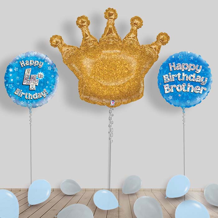 Happy Birthday Brother Balloons Package - 4th Birthday | Small Indoor Plants