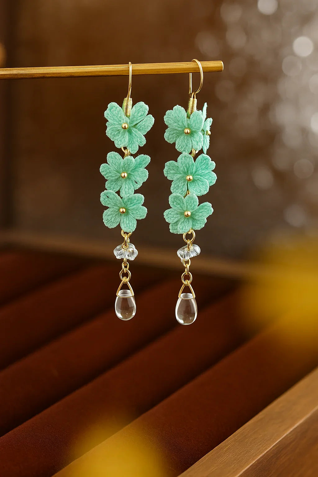 Forget-Me-Not Micro Danglers Earrings Handmade Crochet Gift