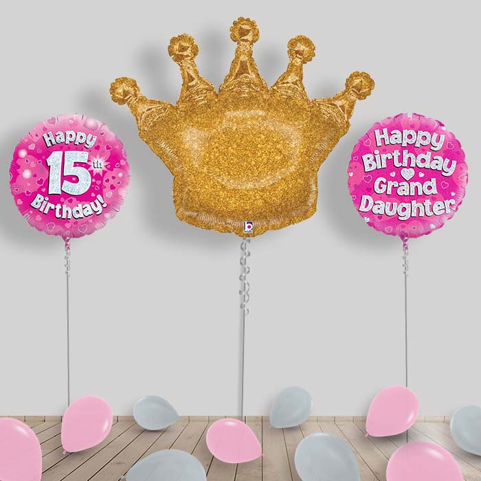 Happy Birthday Grandaughter Balloons Package - 15th Birthday | Small Indoor Plants