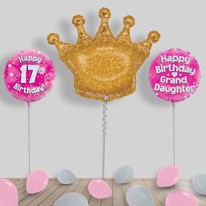 Happy Birthday Grandaughter Balloons Package - 17th Birthday | Small Indoor Plants