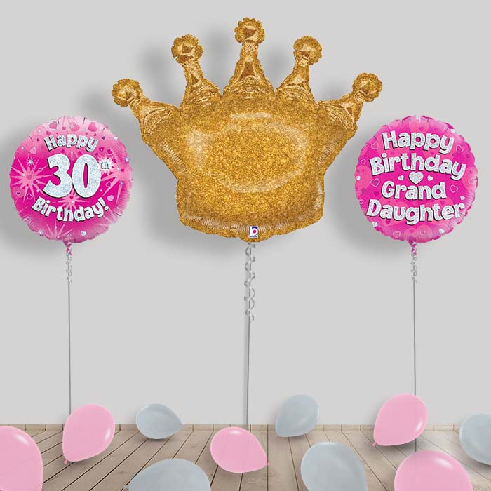 Happy Birthday Grandaughter Balloons Package - 30th Birthday | Small Indoor Plants