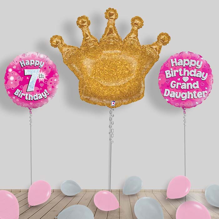 Happy Birthday Grandaughter Balloons Package - 7th Birthday | Small Indoor Plants
