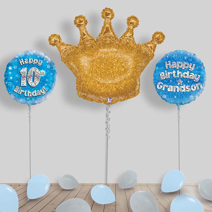 Happy Birthday Grandson Balloons Package - 10th Birthday | Small Indoor Plants