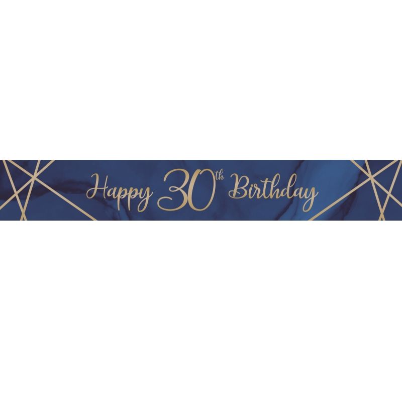 Blue and Gold Geode 30th Birthday Foil Banners