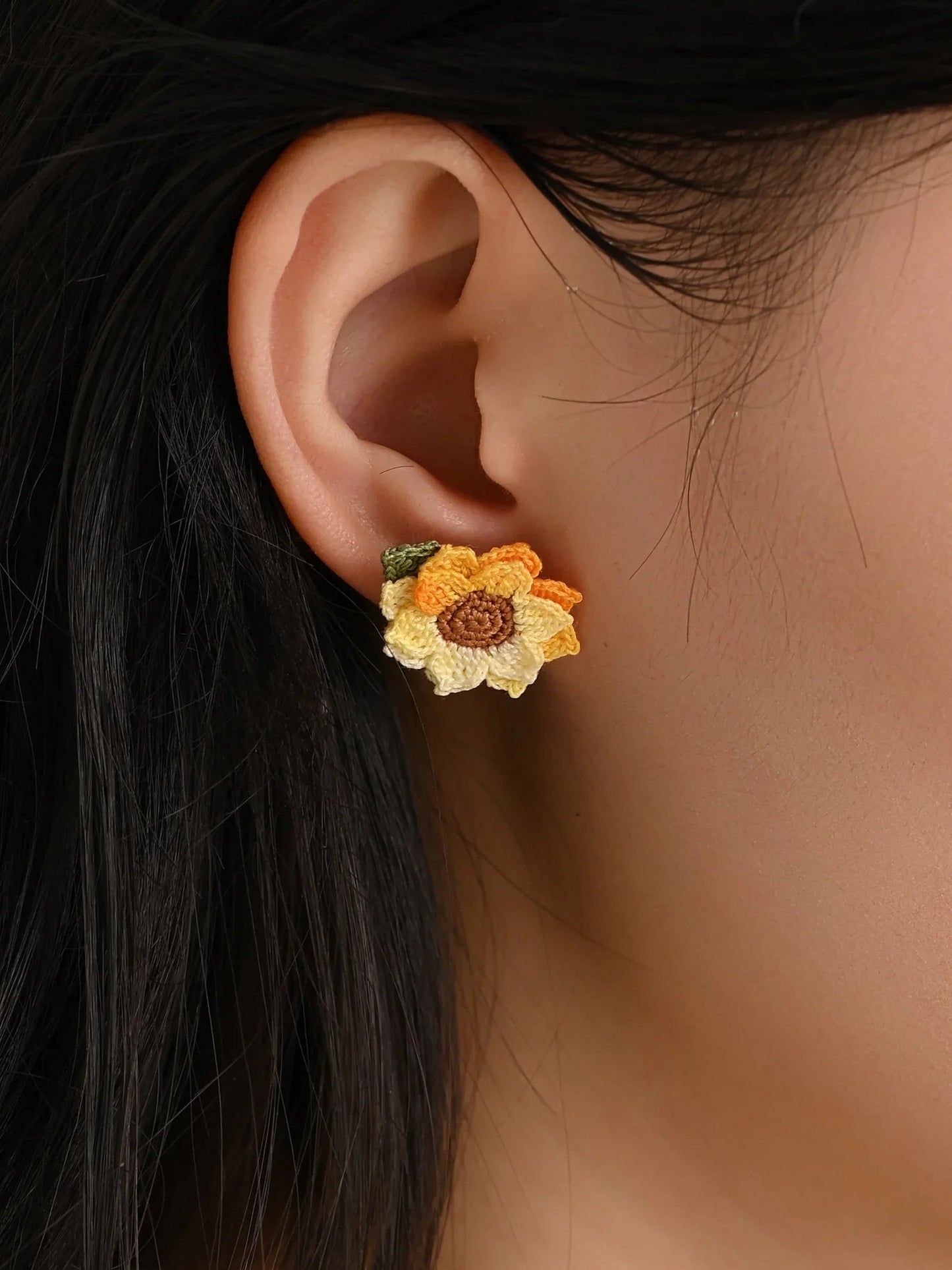 Sun-Kissed Sunflower Bloom Earrings Handmade Crochet Gift