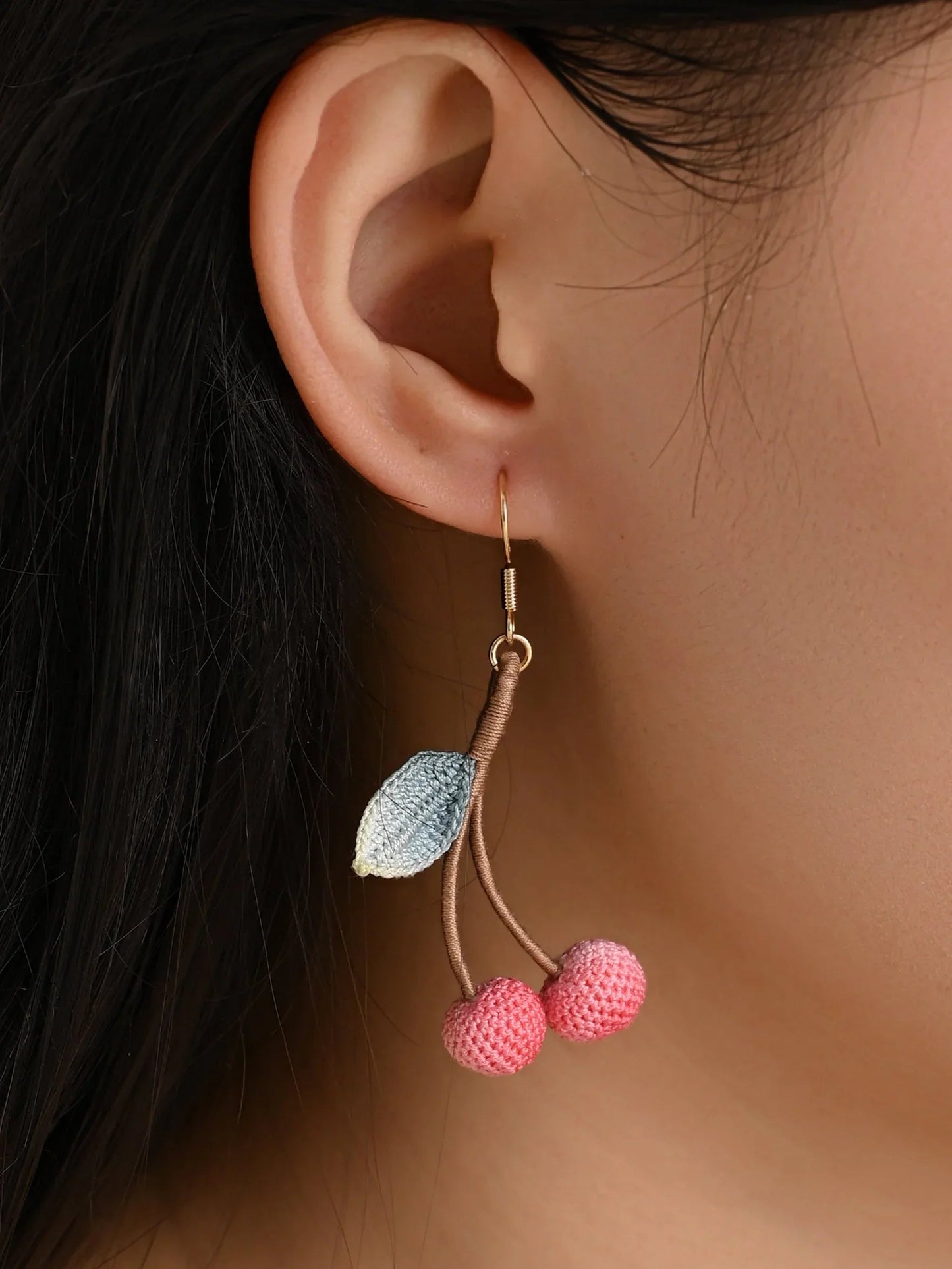 Dainty Cherry Blossom Micro-Crochet Earrings Flower Gift