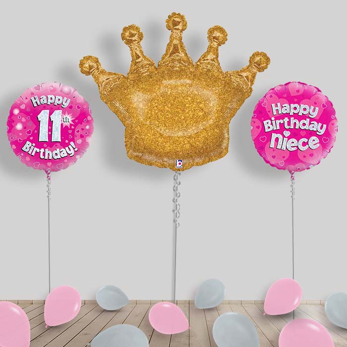 Happy Birthday Niece Balloons Package in a Box - 11th Birthday | Small Indoor Plants