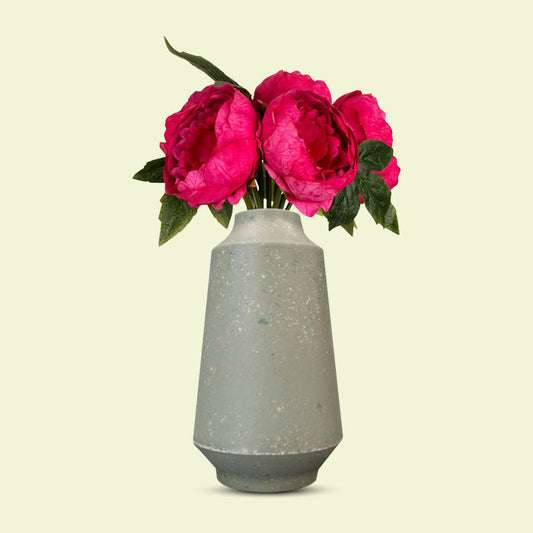 Artificial Fuchsia Pink Peonies in a Skandi Green Vase