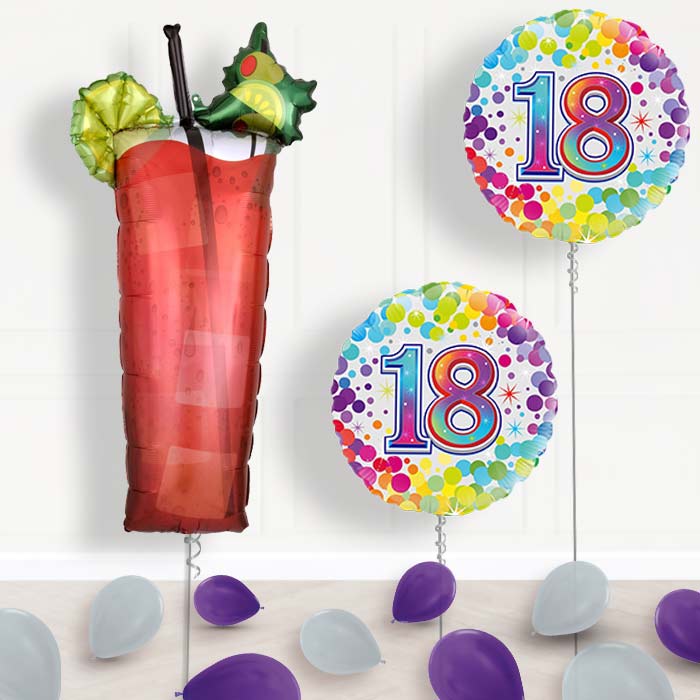 18th Birthday Bloody Mary Cocktail Balloon Package Delivered - Balloon Package | Small Indoor Plants