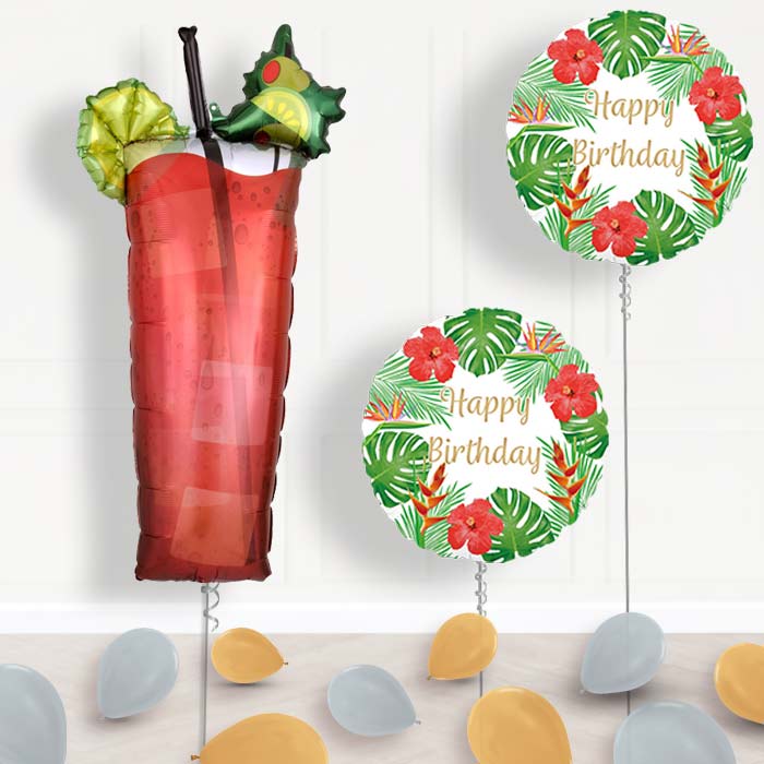 Birthday Bloody Mary Cocktail Balloon Package Delivered - Balloon Package | Small Indoor Plants