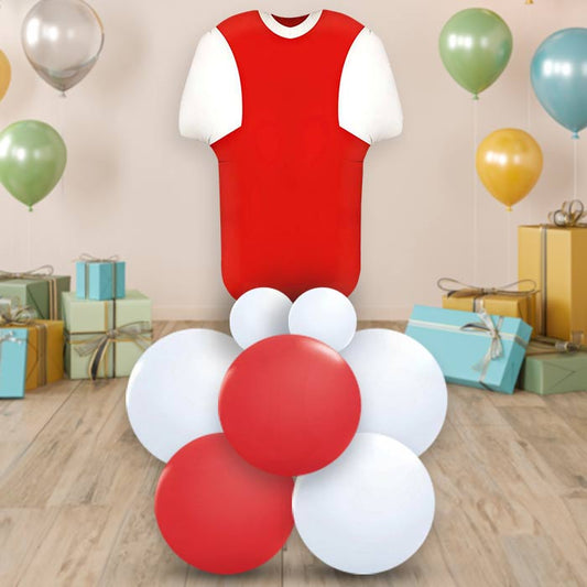 Red and White Football Shirt Centrepiece - Air Filled Centrepiece | Small Indoor Plants