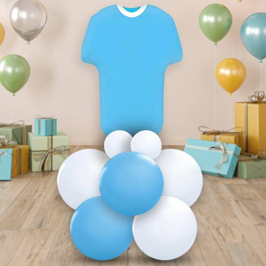 Light Blue Football Shirt Decoration - Air Filled Centrepiece | Small Indoor Plants