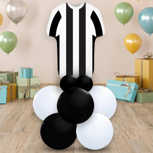 Black and White Football Shirt Centrepiece - Air Filled Centrepiece | Small Indoor Plants