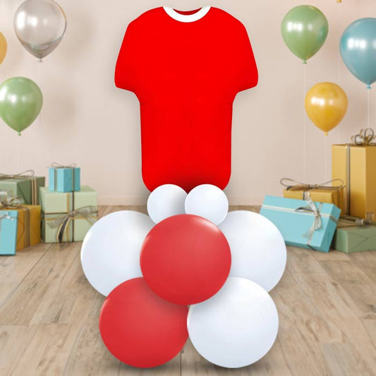 Red Football Shirt Decoration - Air Filled Centrepiece | Small Indoor Plants